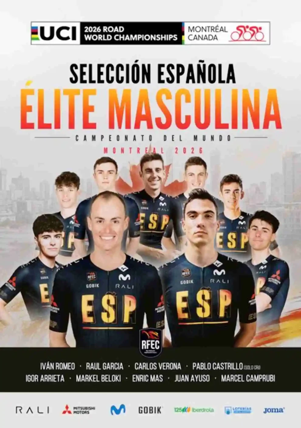 Juan Ayuso y Enric Mas lideran a la selección española en el Mundial de Montreal